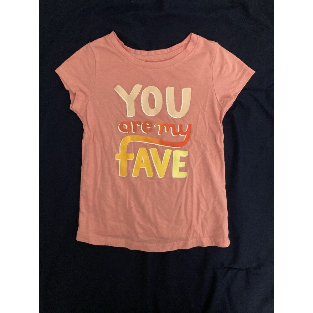 4T Cat & Jack girl clothes - 1 piece T shirt | solid pink & text theme